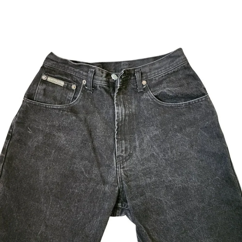 Vintage 80s Calvin Klein Mid Length Denim Jean Shorts Mens Size 30 Black